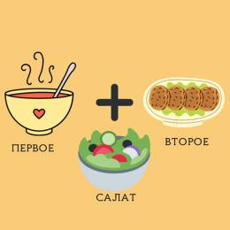 Комплексный обед (первое + второе + салат) Комплексный обед (первое + второе + салат)